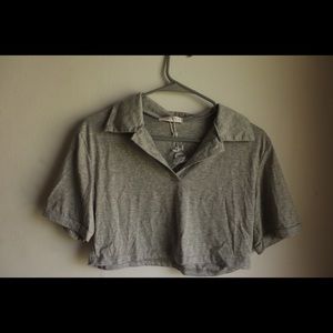 Cute gray collar crop top